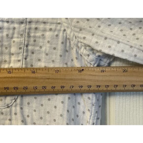 Club Monaco Long Sleeve Round Hem Polka Dot Button Down Shirt White Womens Sz SP - Picture 8 of 9